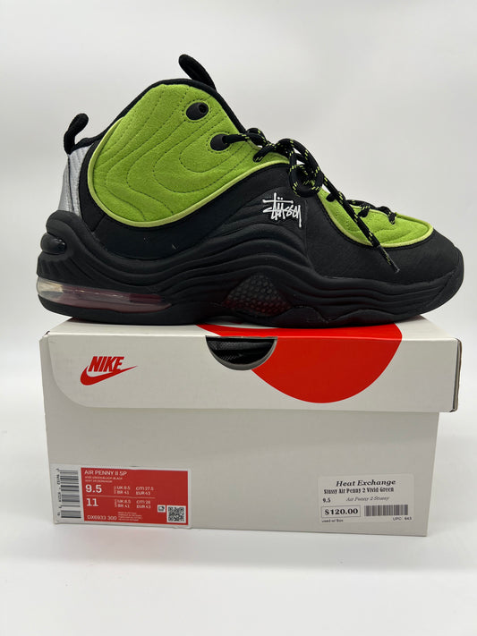 Stussy Air Penny 2 Vivid Green-used w/ Box : 9.5