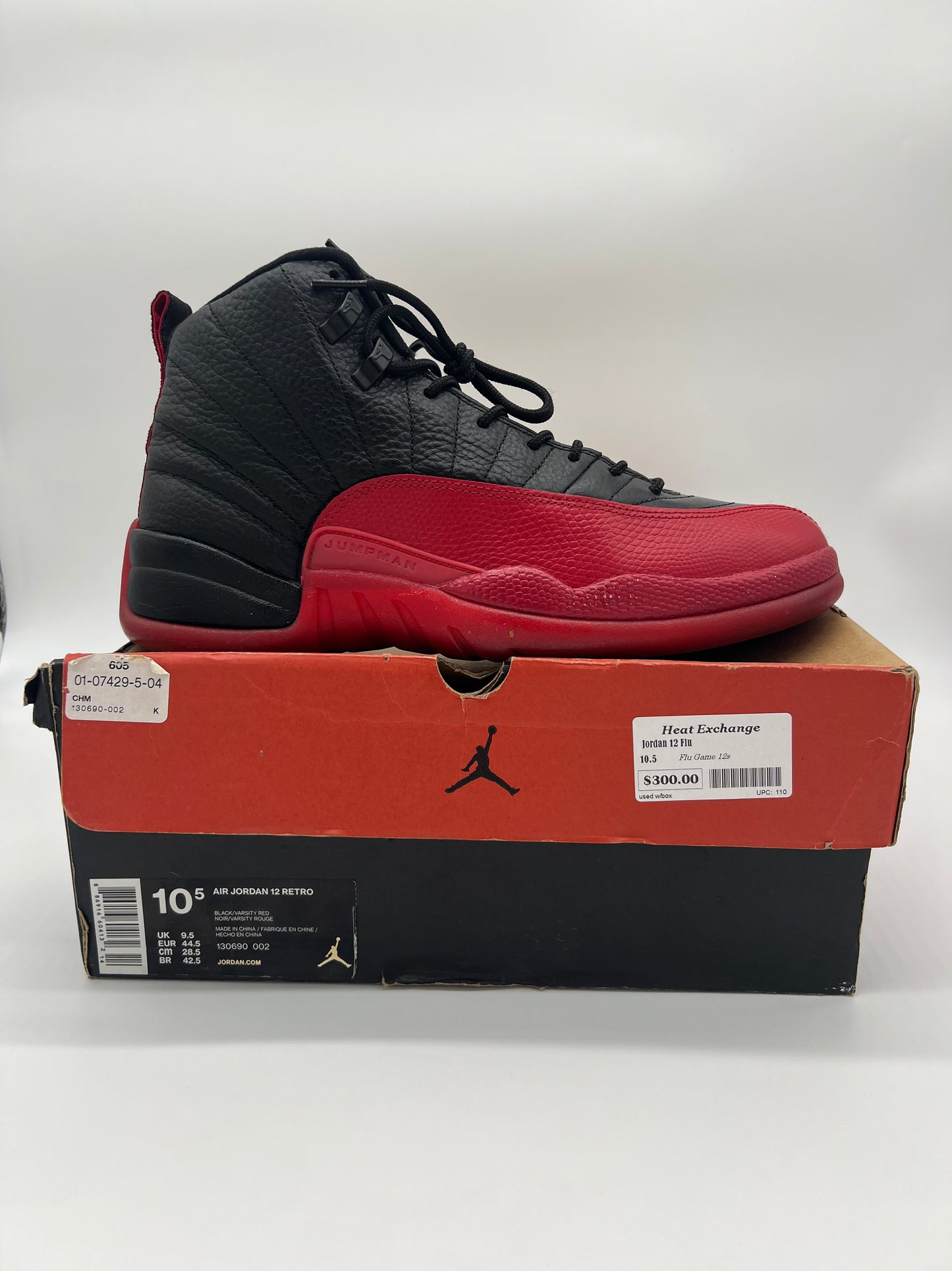 Jordan 12 Flu-used w/box : 10.5